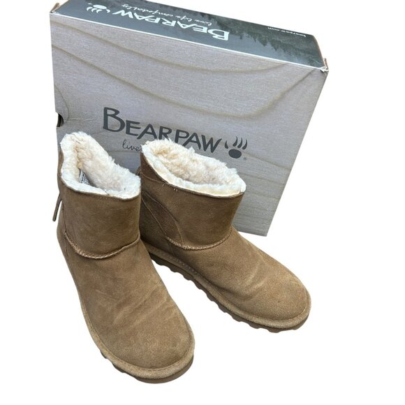 Bearpaw Natalie Hickory Brown Suede Sherpa Lined Boots Size 8 - Picture 1 of 9